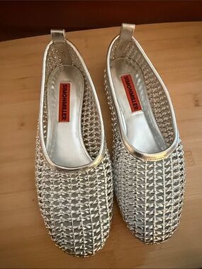 SIMONMILLER Riad Chrome Woven Ballerina Flats Size 39